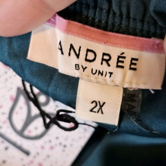 Andree By Unit 2X Dress Dark‎ Teal Chiffon Layered Longsleeve Blue Green Lined - Picture 8 of 13